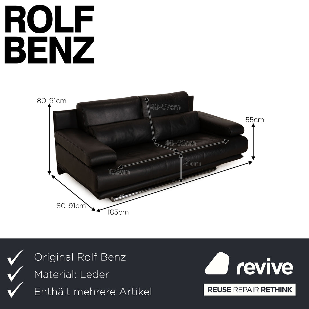 Rolf Benz 6500 Leder Sofa Garnitur Schwarz Zweisitzer Sofa Couch