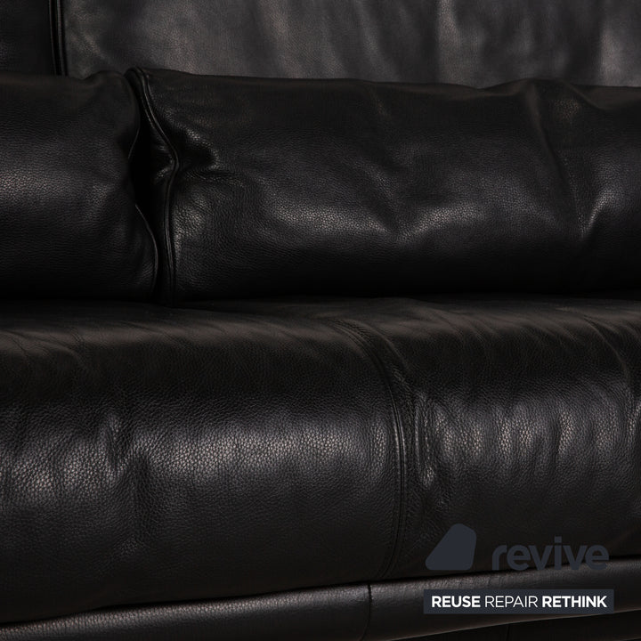 Rolf Benz 6500 leather sofa black three-seater couch function