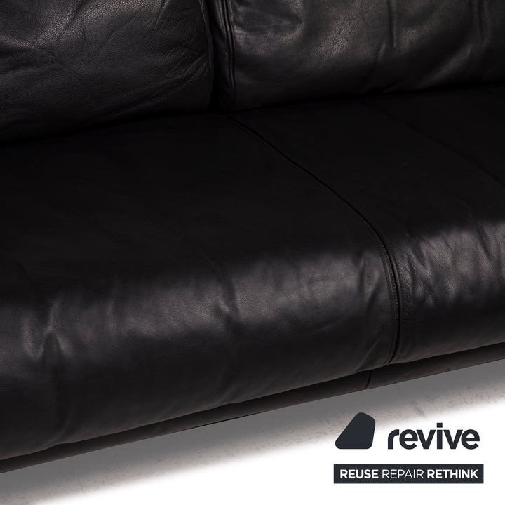 Rolf Benz 6500 Leder Sofa Schwarz Dreisitzer Funktion