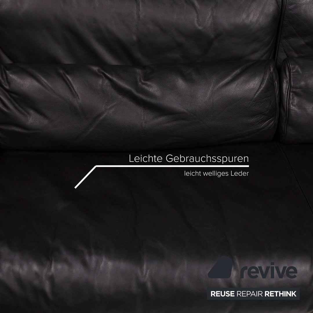 Rolf Benz 6500 Leder Sofa Schwarz Dreisitzer Funktion