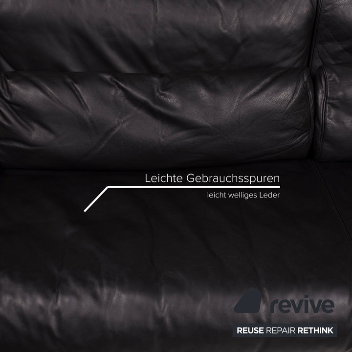 Rolf Benz 6500 Leder Sofa Schwarz Dreisitzer Funktion
