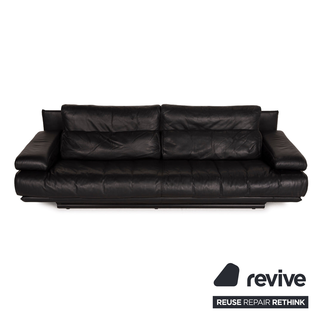 Rolf Benz 6500 Leder Sofa Schwarz Dreisitzer Funktion