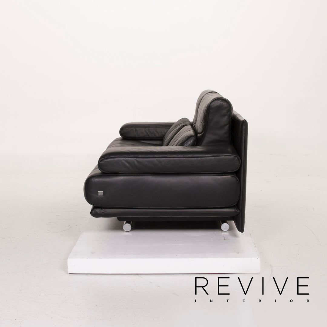 Rolf Benz 6500 leather sofa black two-seater #15223