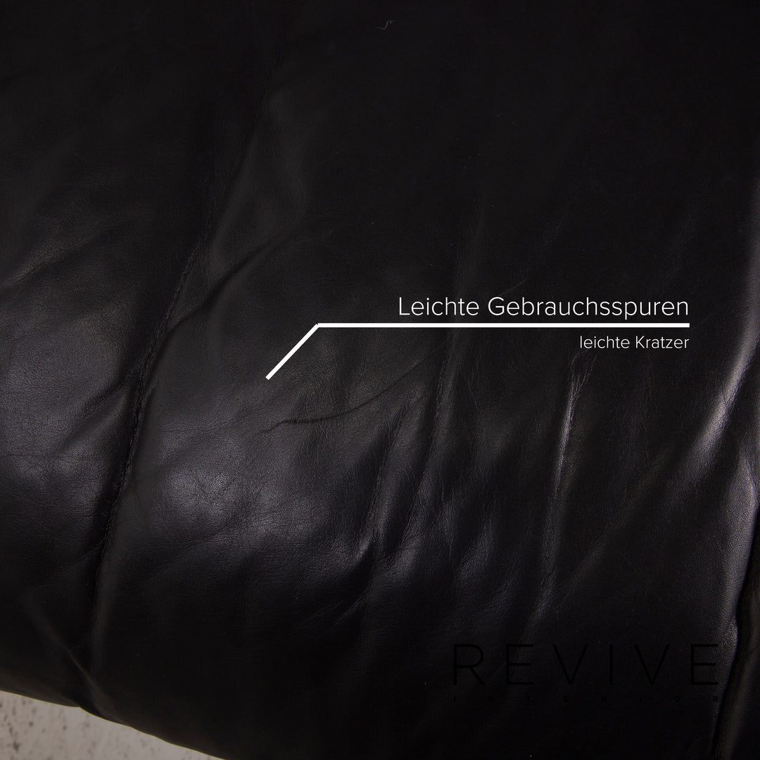 Rolf Benz 6500 leather sofa black two-seater #15223
