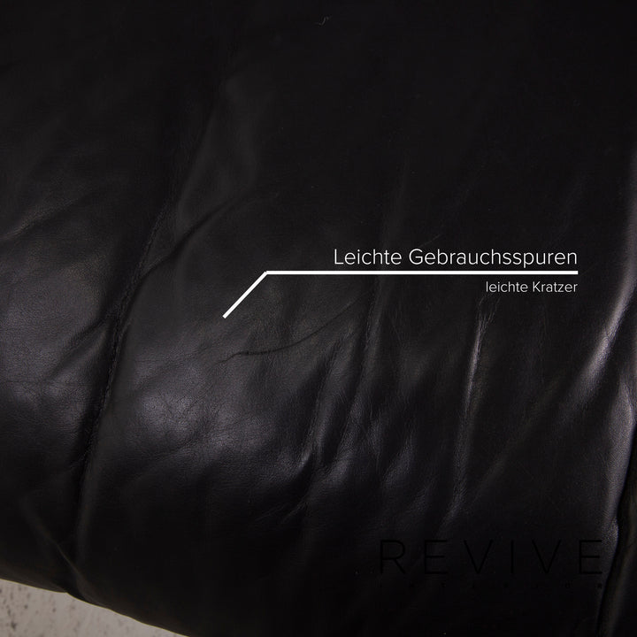 Rolf Benz 6500 leather sofa black two-seater #15223