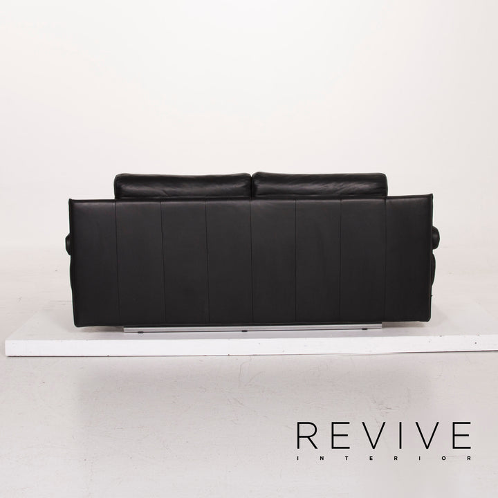 Rolf Benz 6500 leather sofa black two-seater #15223