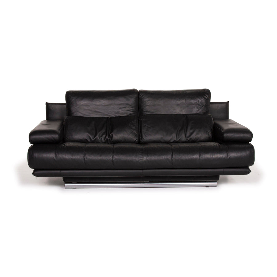 Rolf Benz 6500 leather sofa black two-seater #15223