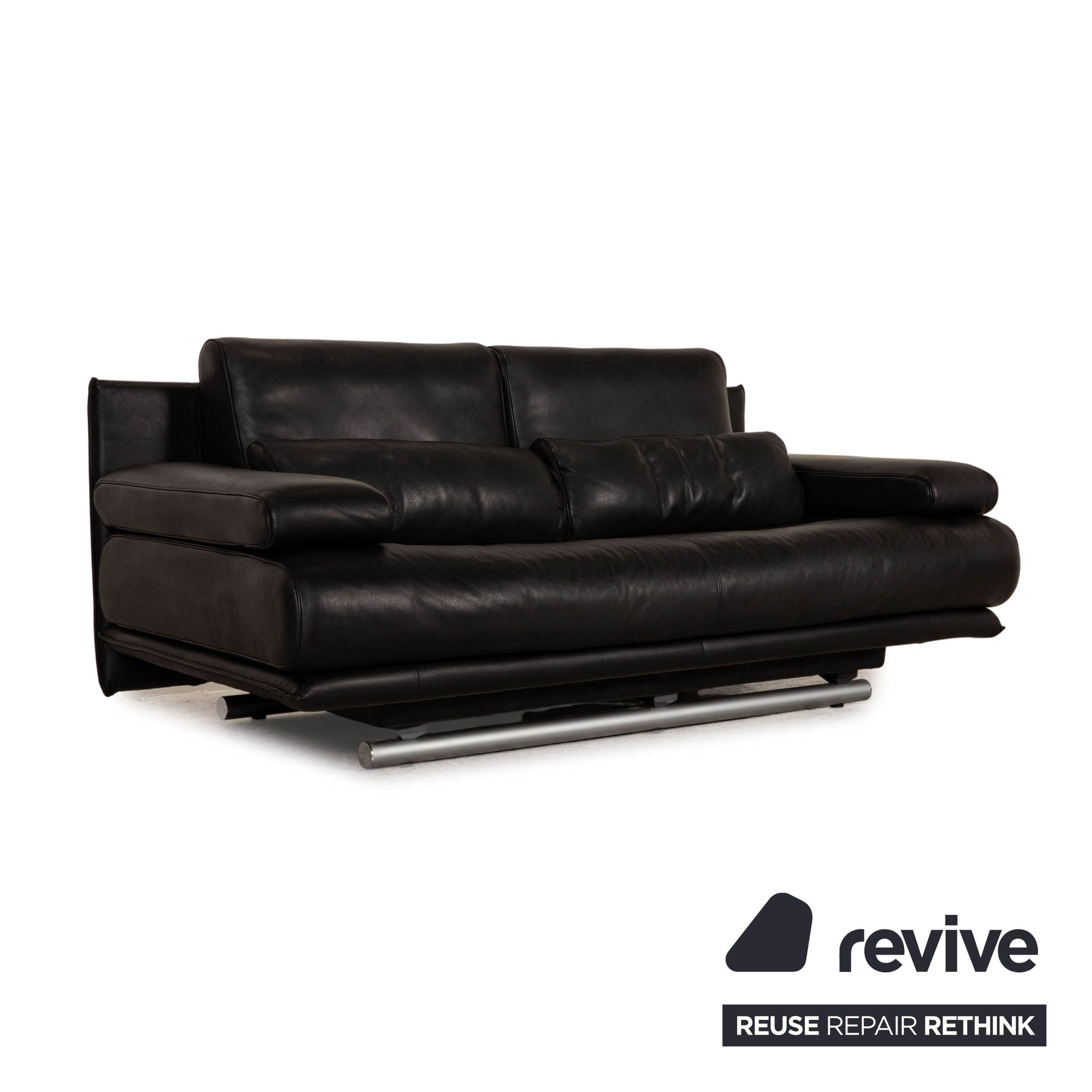 Rolf Benz 6500 Leder Sofa Schwarz Zweisitzer Couch