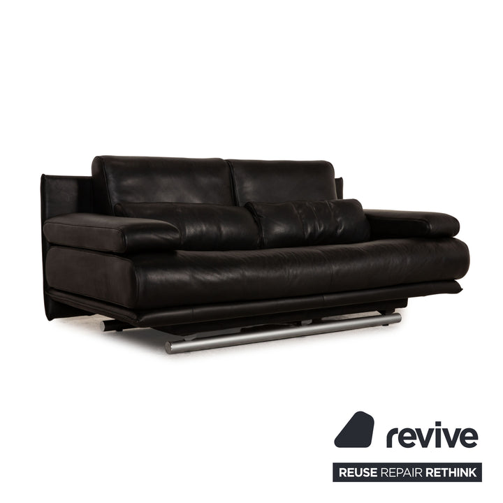 Rolf Benz 6500 leather sofa black two-seater couch