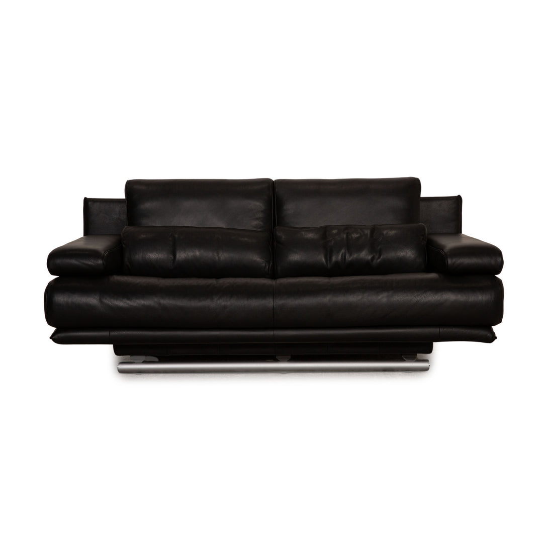 Rolf Benz 6500 leather sofa black two-seater couch