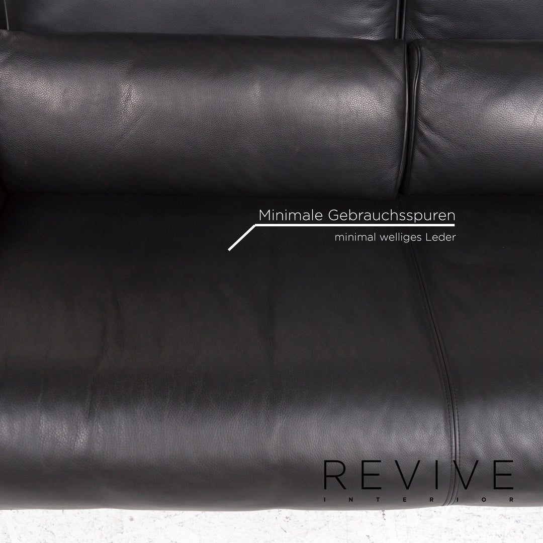 Rolf Benz 6500 Leder Sofa Schwarz Zweisitzer Funktion Couch #13120