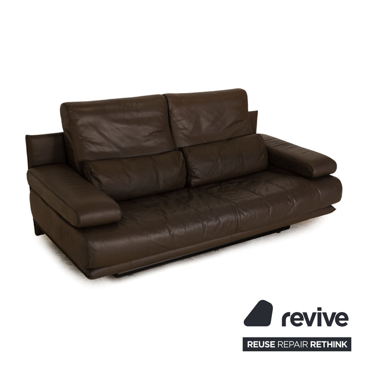 Rolf Benz 6500 leather two-seater brown taupe sofa couch function