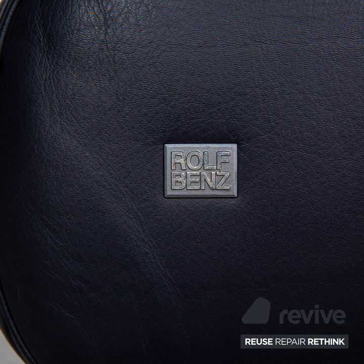 Rolf Benz 6500 leather two-seater dark blue sofa couch
