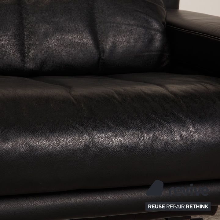 Rolf Benz 6500 leather two-seater black sofa couch