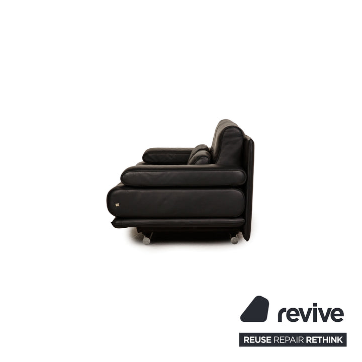 Rolf Benz 6500 leather two-seater black sofa couch