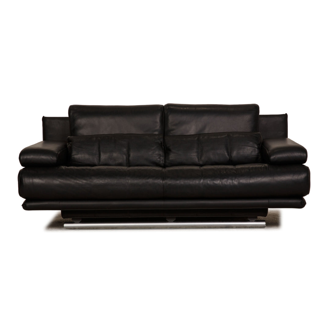 Rolf Benz 6500 leather two-seater black sofa couch