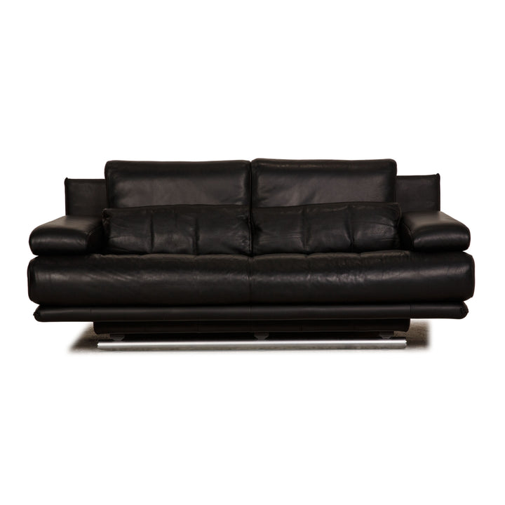 Rolf Benz 6500 leather two-seater black sofa couch