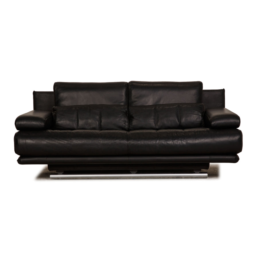 Rolf Benz 6500 leather two-seater black sofa couch