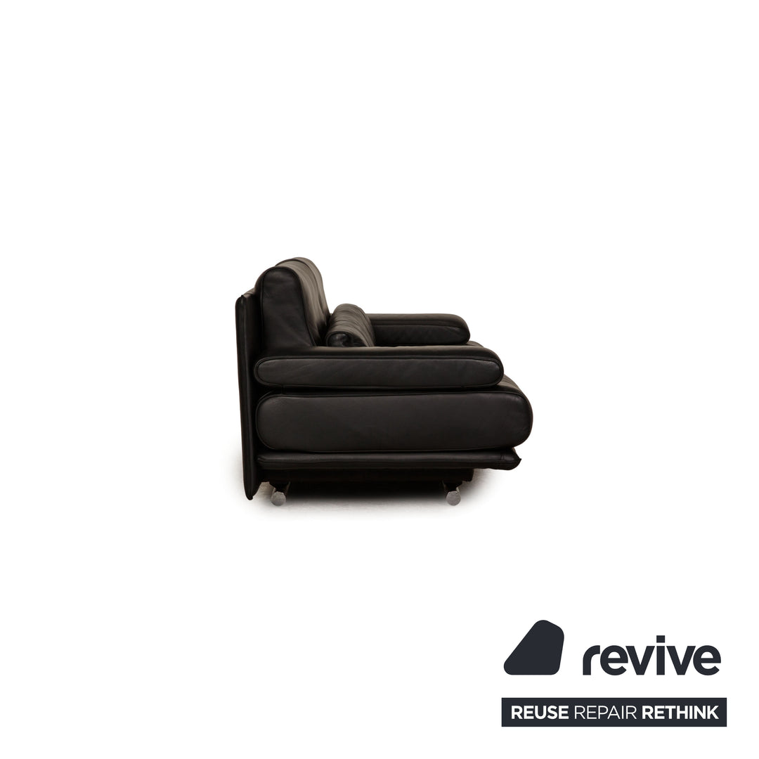 Rolf Benz 6500 leather two-seater black sofa couch