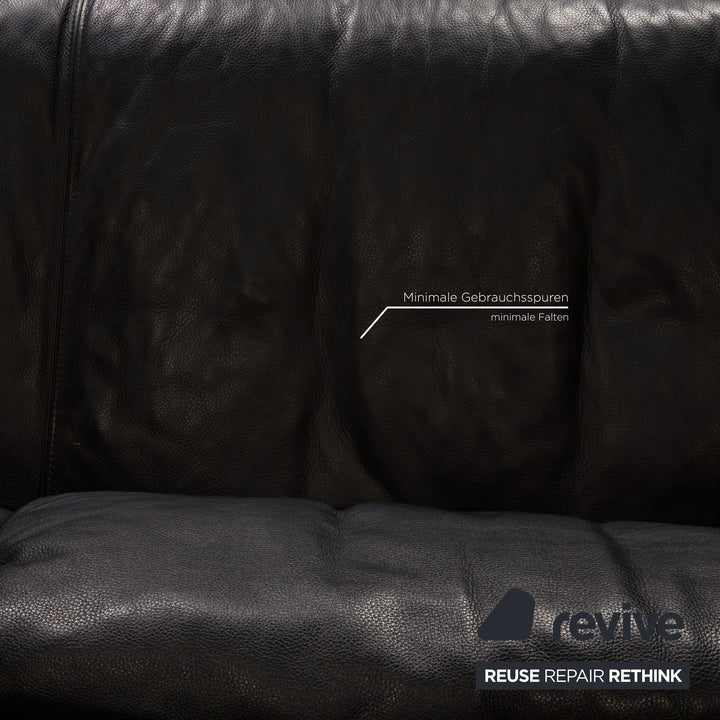 Rolf Benz 6500 leather two-seater black sofa couch