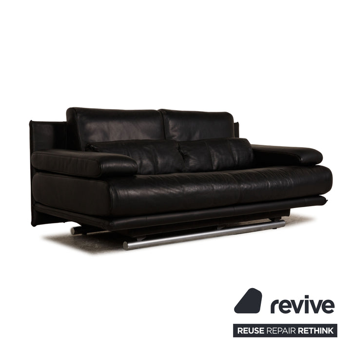Rolf Benz 6500 leather two-seater black sofa couch