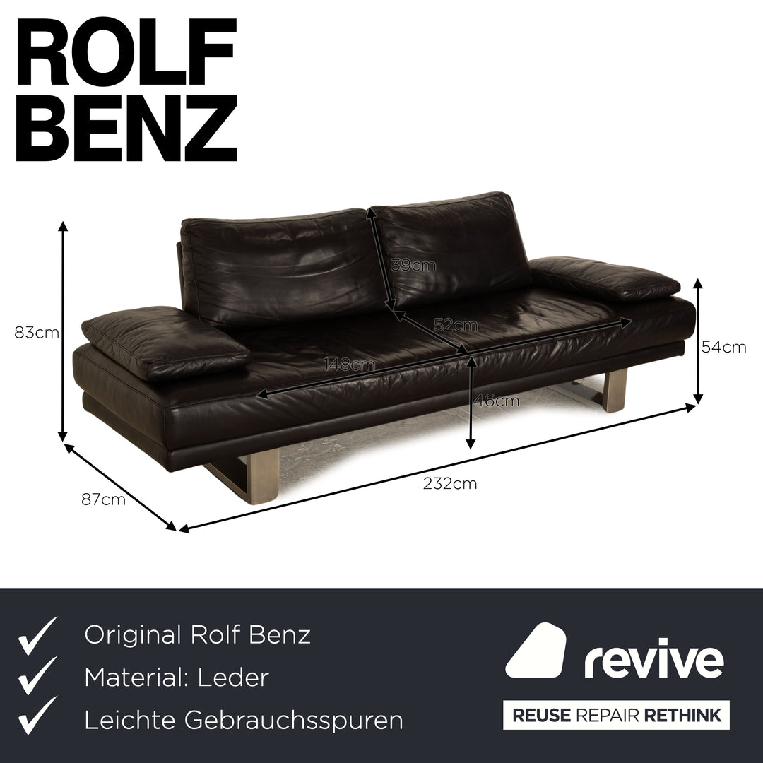 Rolf Benz 6600 three-seater leather sofa mocha brown couch
