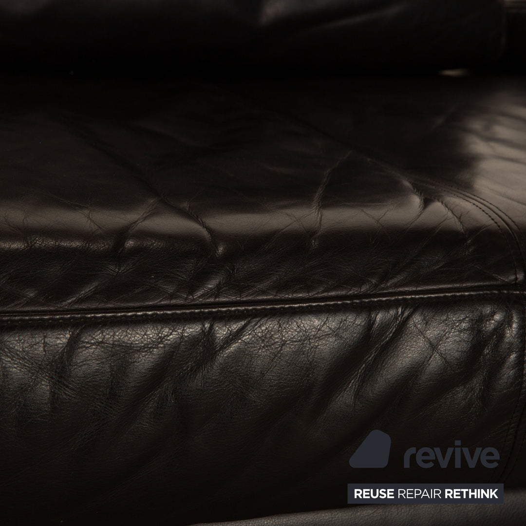 Rolf Benz 6600 three-seater leather sofa mocha brown couch