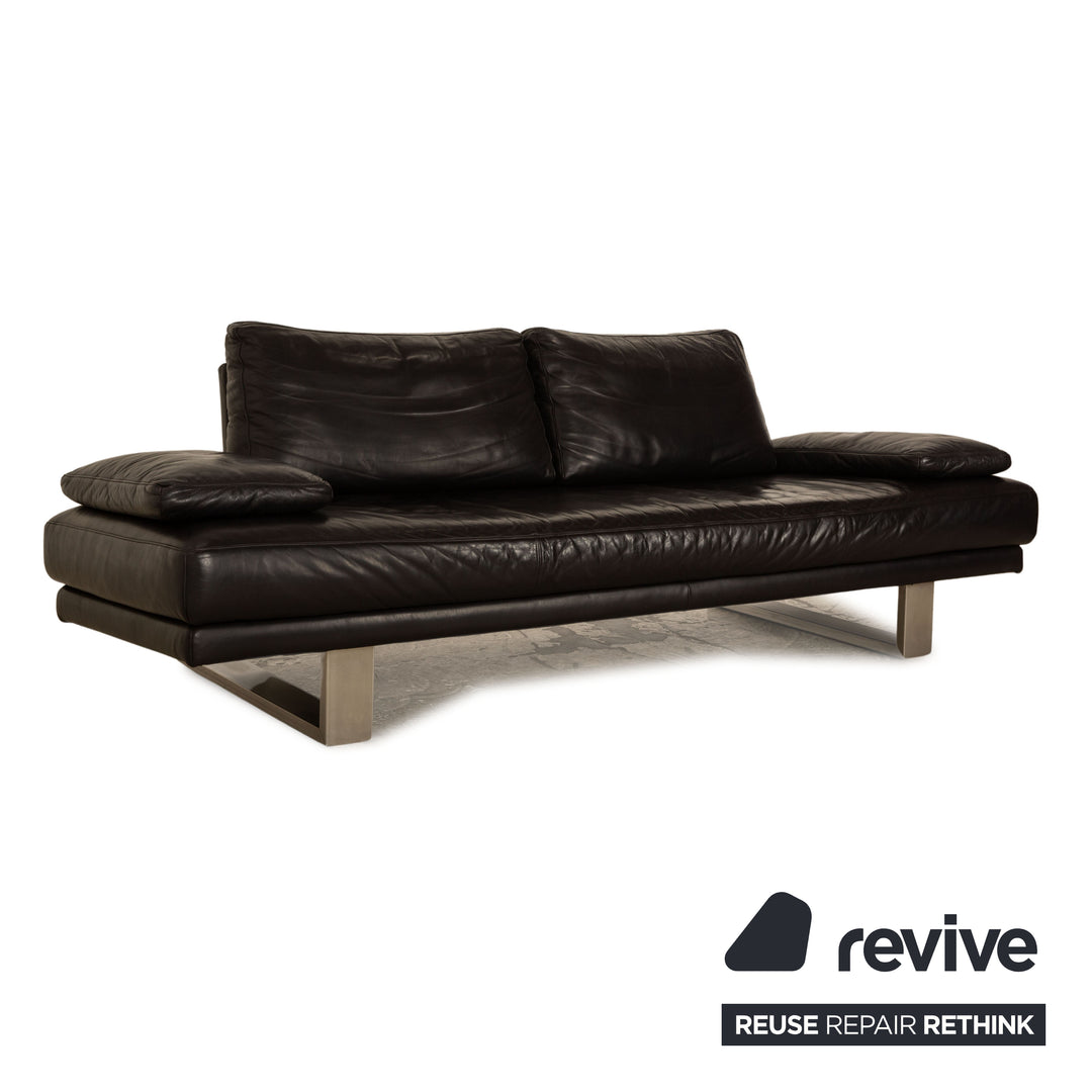 Rolf Benz 6600 three-seater leather sofa mocha brown couch