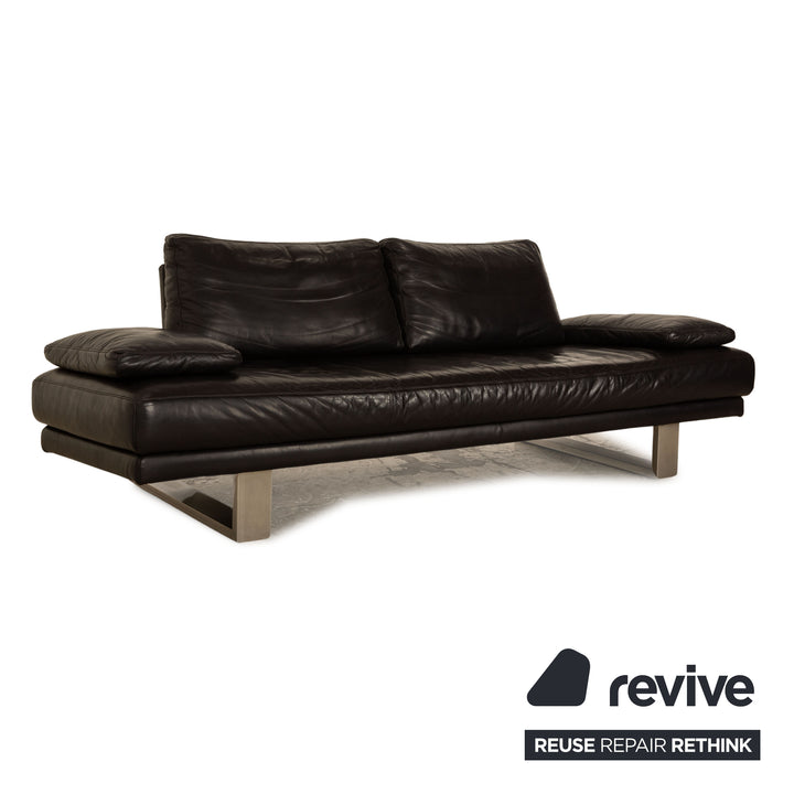 Rolf Benz 6600 three-seater leather sofa mocha brown couch