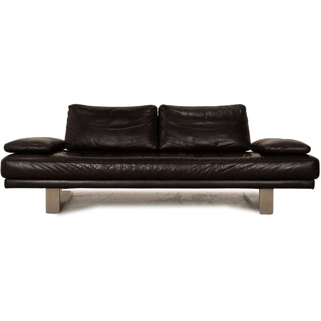 Rolf Benz 6600 three-seater leather sofa mocha brown couch