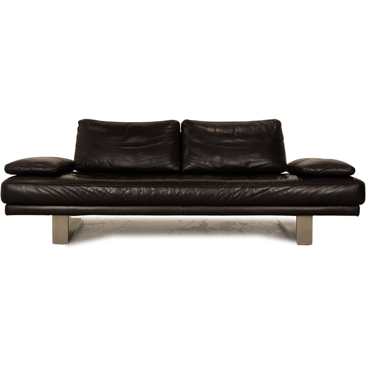 Rolf Benz 6600 three-seater leather sofa mocha brown couch