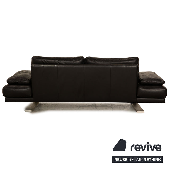 Rolf Benz 6600 three-seater leather sofa mocha brown couch