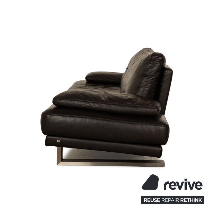 Rolf Benz 6600 three-seater leather sofa mocha brown couch