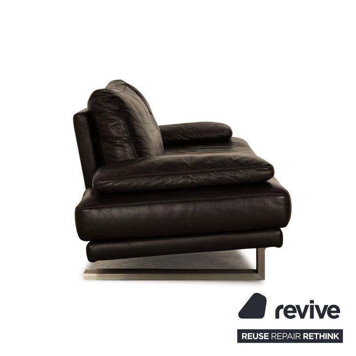 Rolf Benz 6600 three-seater leather sofa mocha brown couch