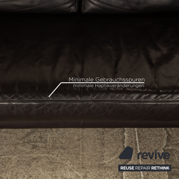 Rolf Benz 6600 three-seater leather sofa mocha brown couch