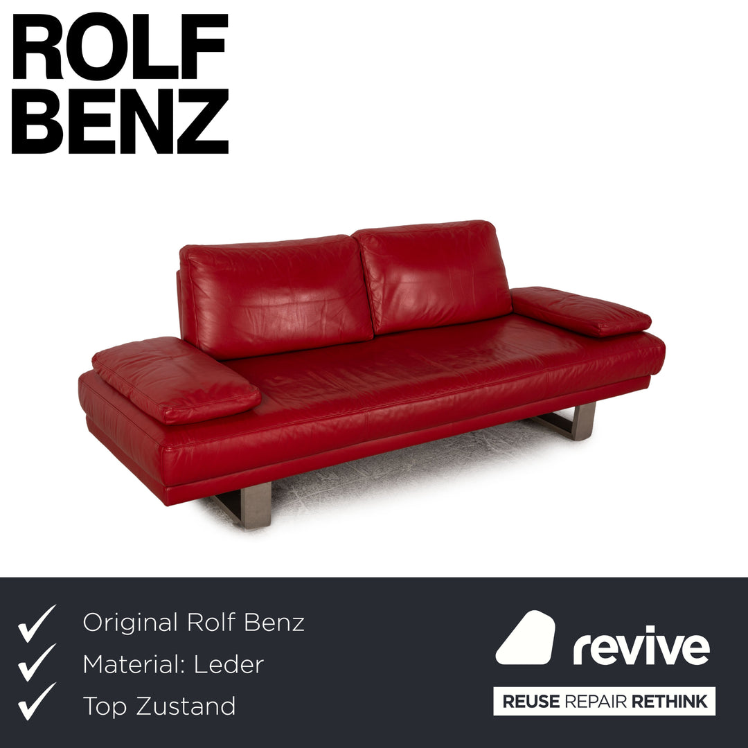 Rolf Benz 6600 Leder Dreisitzer Rot Freischwinger