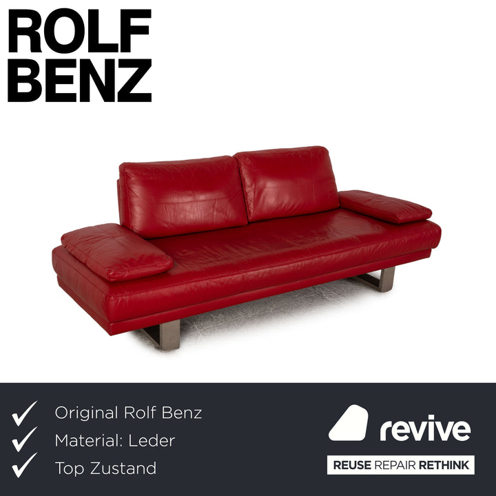 Rolf Benz 6600 Leder Dreisitzer Rot Freischwinger