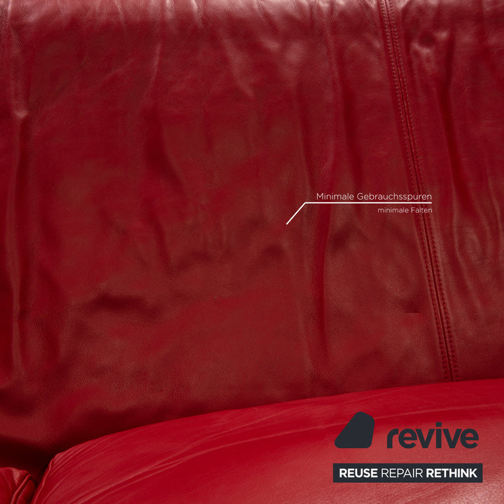 Rolf Benz 6600 Leder Dreisitzer Rot Freischwinger