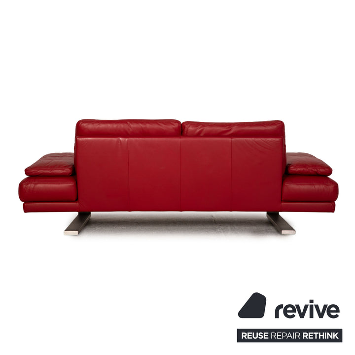 Rolf Benz 6600 Leder Dreisitzer Rot Freischwinger