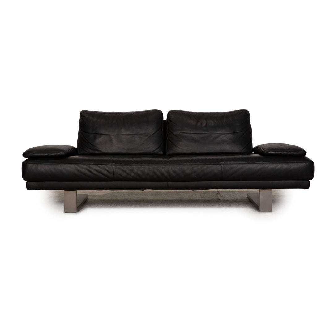 Rolf Benz 6600 leather three-seater black sofa couch