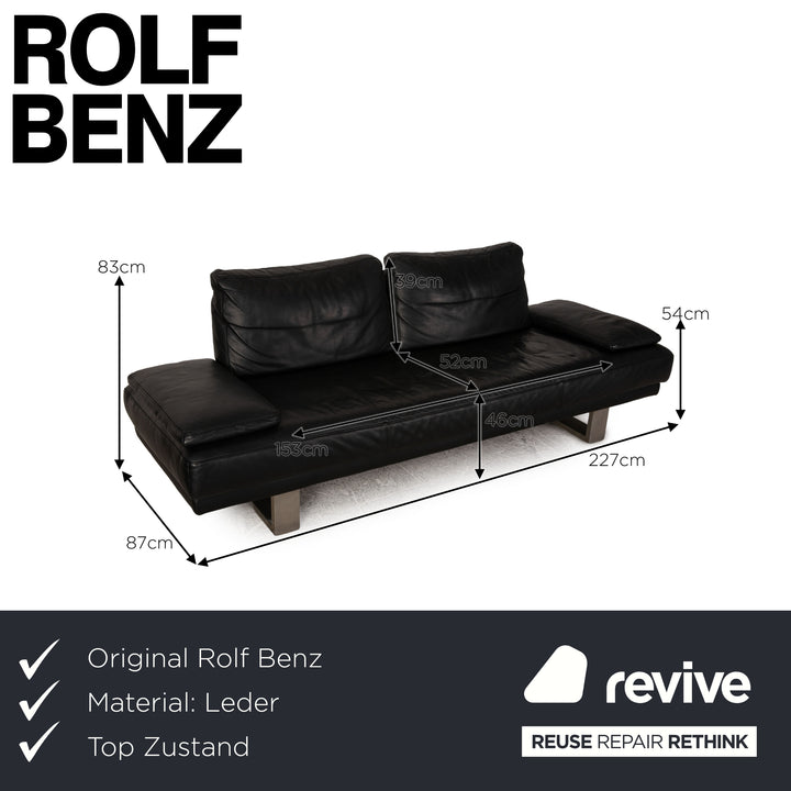 Rolf Benz 6600 Leder Dreisitzer Schwarz Sofa Couch