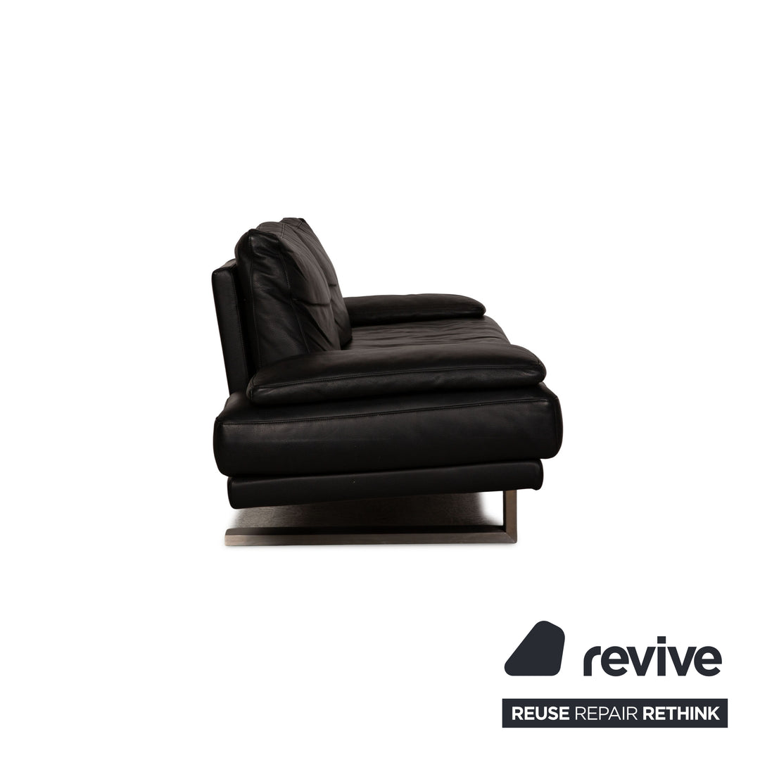 Rolf Benz 6600 leather three-seater black sofa couch