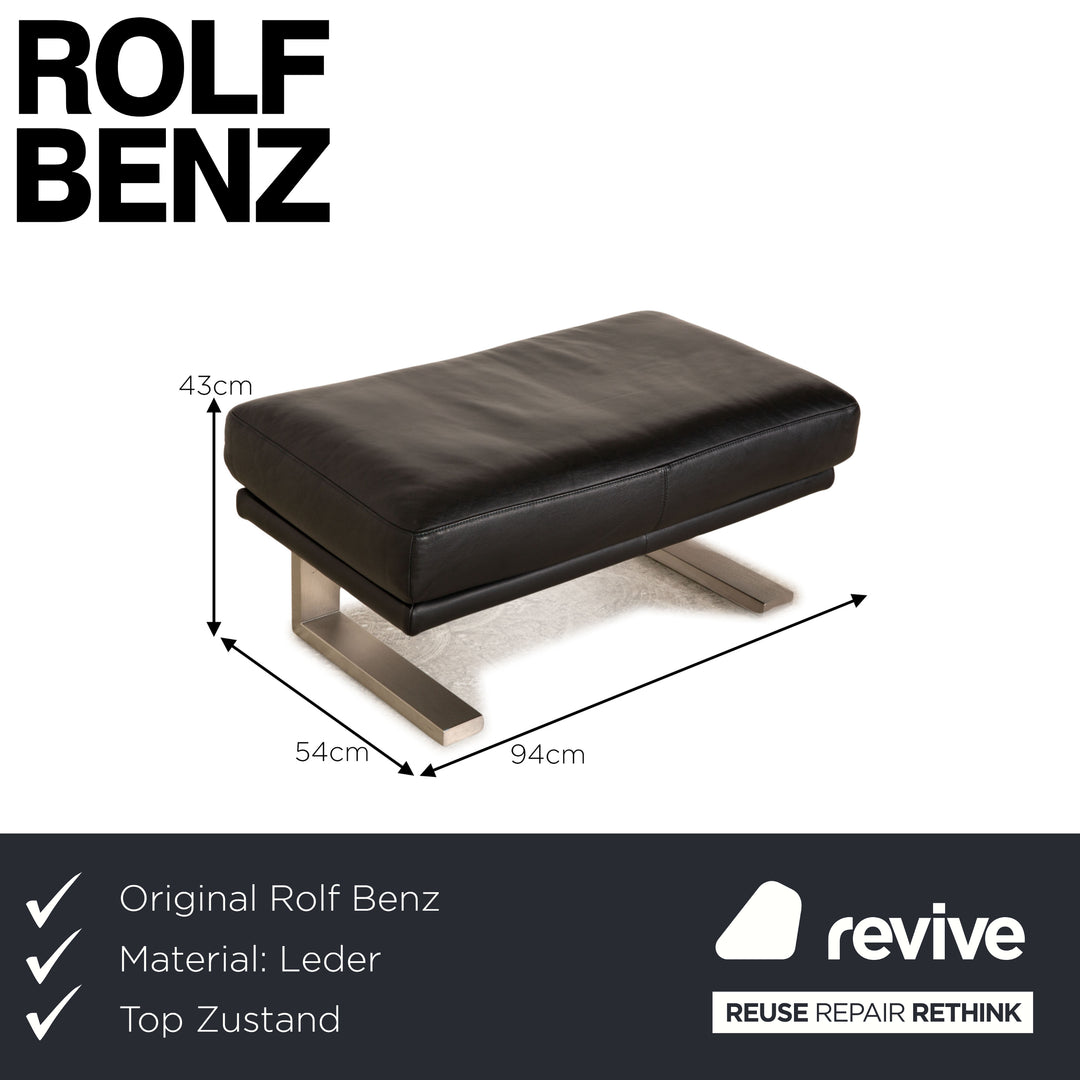 Rolf Benz 6600 Leather Stool Black