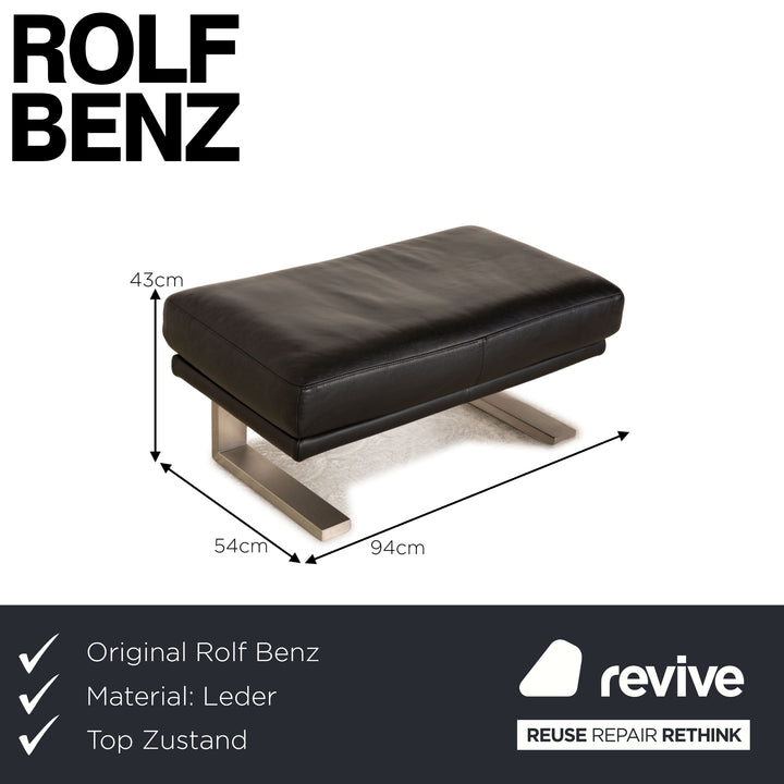 Rolf Benz 6600 Leather Stool Black
