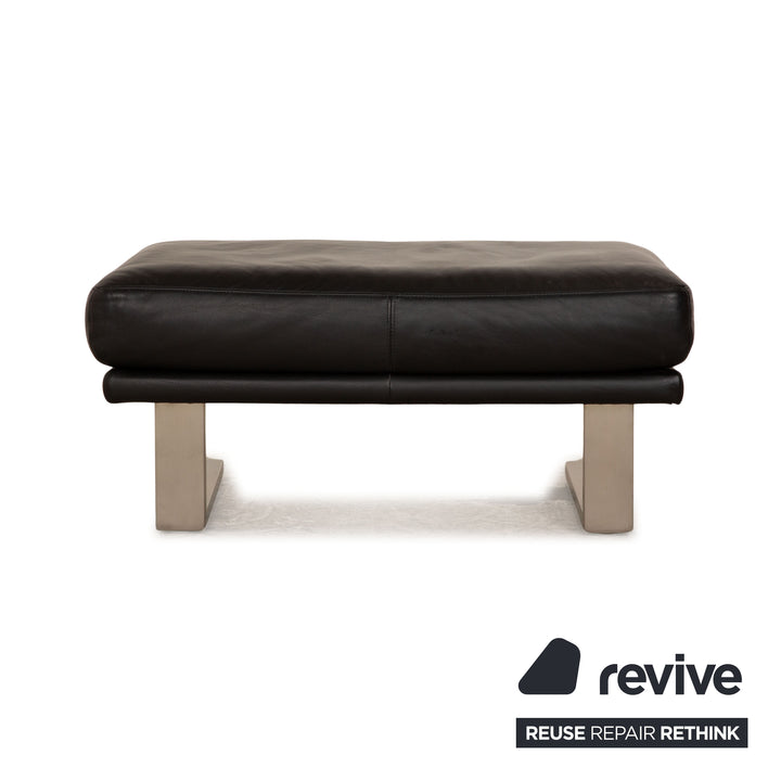 Rolf Benz 6600 Leather Stool Black