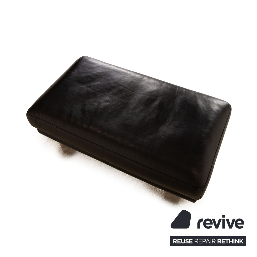 Rolf Benz 6600 Leather Stool Black