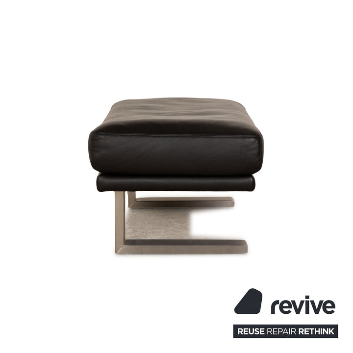 Rolf Benz 6600 Leather Stool Black