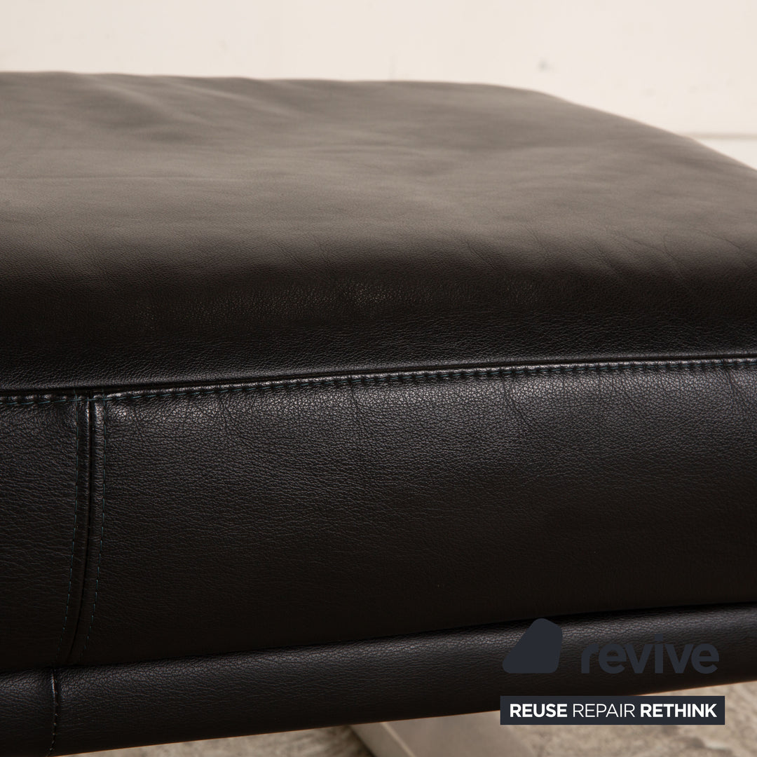Rolf Benz 6600 Leather Stool Black