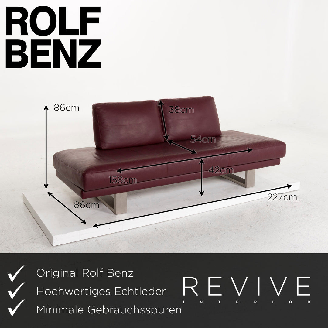 Rolf Benz 6600 canapé en cuir violet aubergine canapé trois places #12601