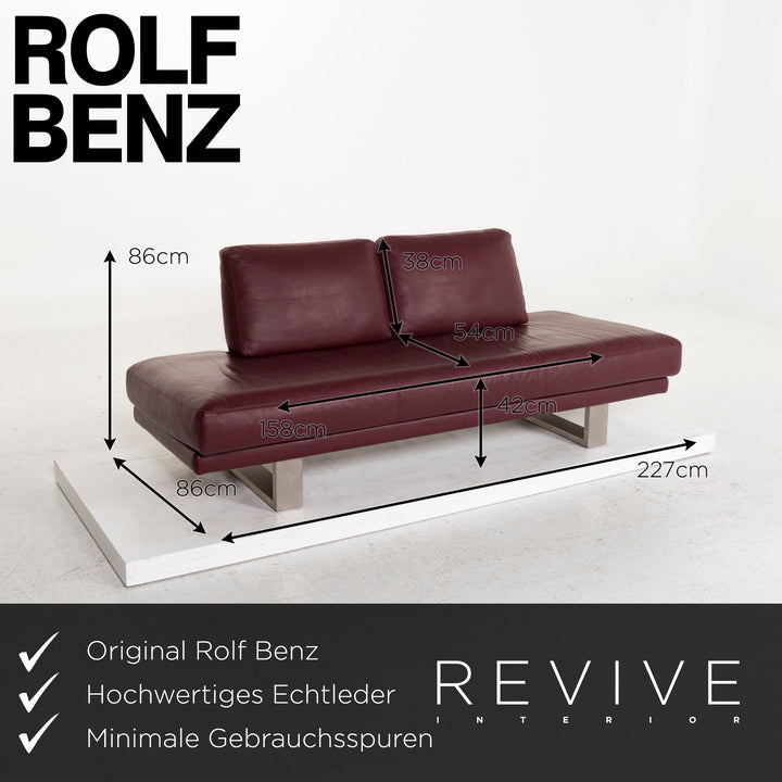 Rolf Benz 6600 canapé en cuir violet aubergine canapé trois places #12601